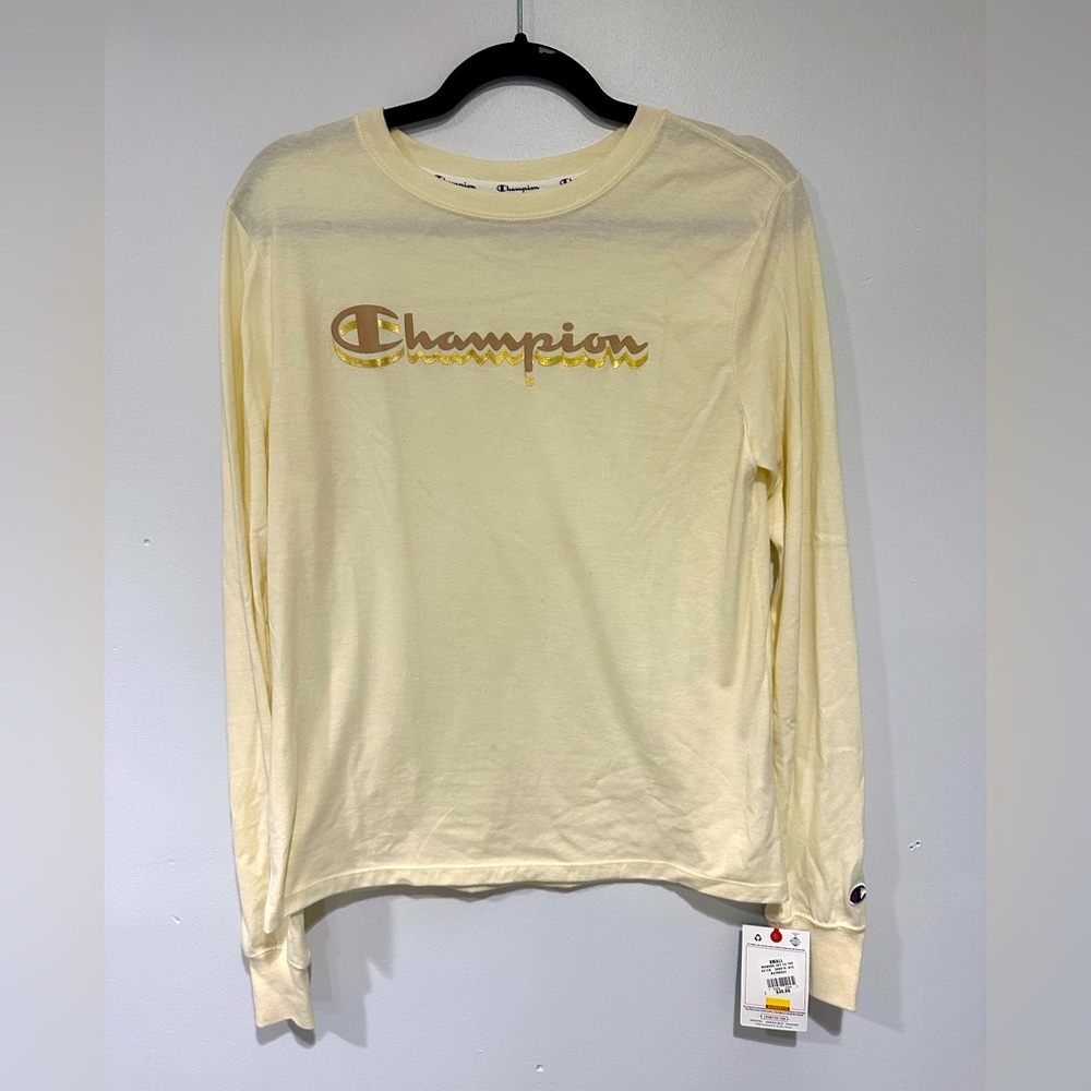 NWT light yellow Champion long sleeve T Small